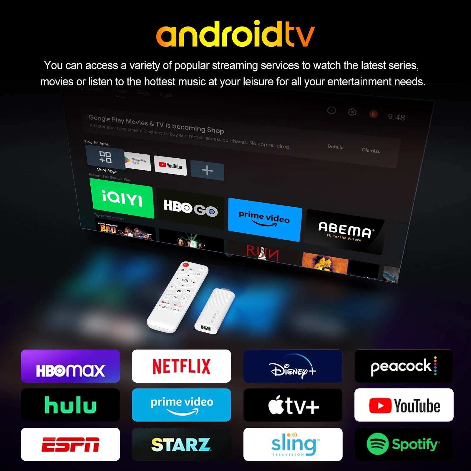 H96 MAX H313 mini TV Stick Android14 Quad Core Wifi6 BT5.0 4K@60fps ATV Launcher Google Voice Assistant Media Player AI TV Stick