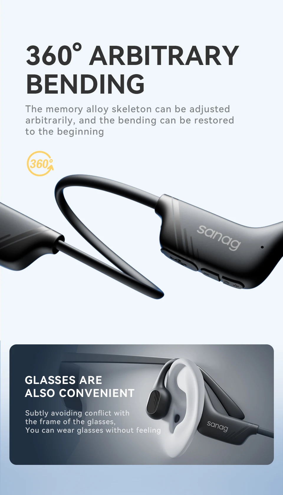 Sanag B21S True Bone Conduction Audífonos Bluetooth Earphone Flash-sale HiFi Sound Headphones Choice Earbuds Wireless Headset