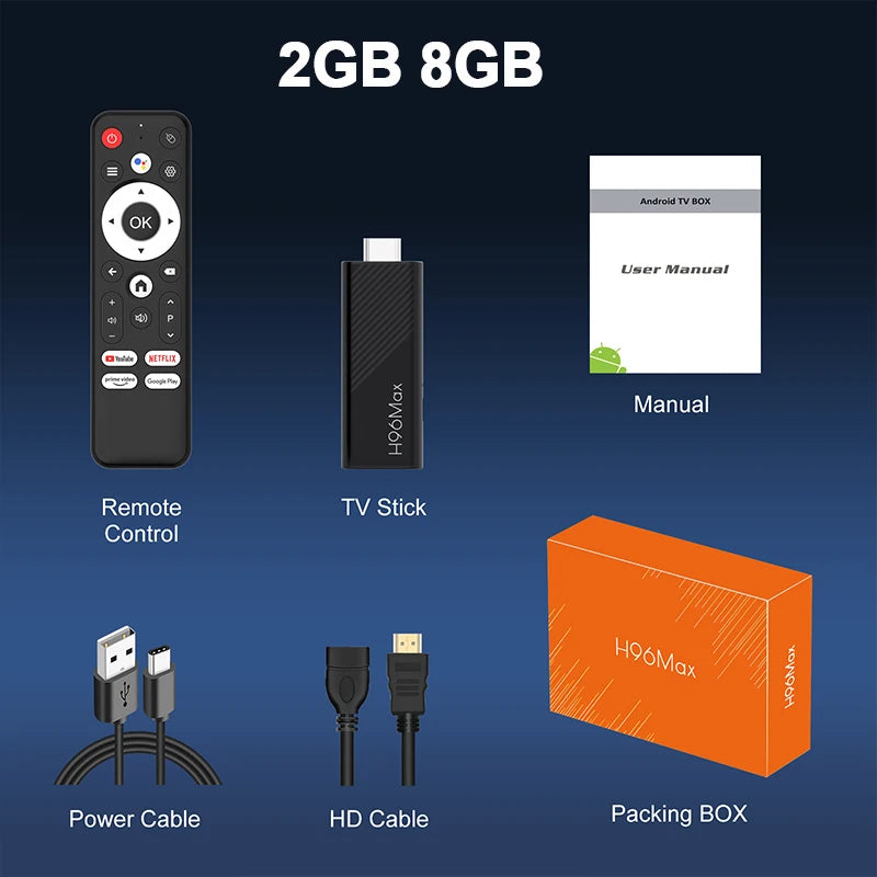 H96 MAX H313 mini TV Stick Android14 Quad Core Wifi6 BT5.0 4K@60fps ATV Launcher Google Voice Assistant Media Player AI TV Stick