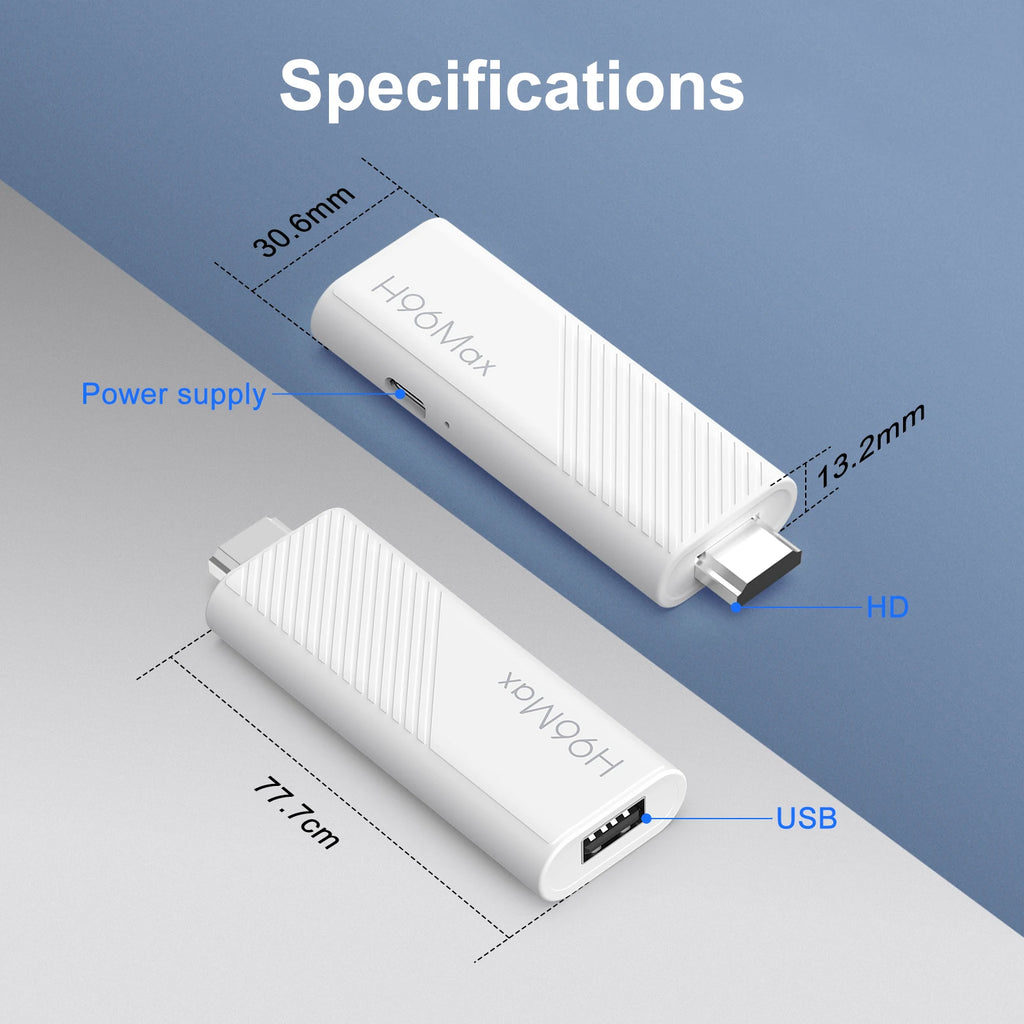 H96 MAX H313 mini TV Stick Android14 Quad Core Wifi6 BT5.0 4K@60fps ATV Launcher Google Voice Assistant Media Player AI TV Stick